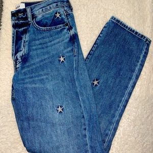 Pistola star patterned cropped straight leg jean